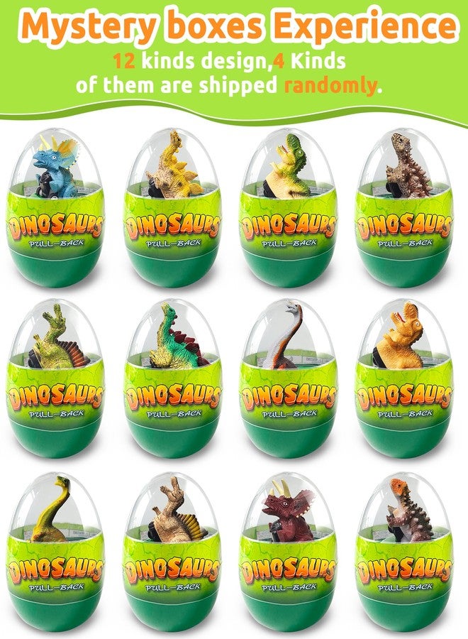 Greingways 4 Pack Dinosaur Pull Back Cars Prefilled Plastic Easter Eggs with Toys Inside Filled, Toddler Easter Basket Stuffers Egg Fillers Montessori Toys Easter Gifts for Kids Boys Girls - Image 5